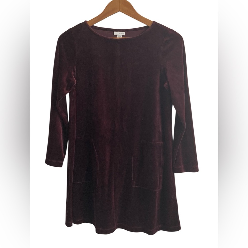 Pure Jill Small Pet Burgandy Red Velvet Velour Dress Pockets Holiday J Jill